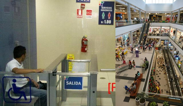 Centros comerciales cobran entre S/0,50 y S/1 para el ingreso a baños. Composición LR/Foto: Andina