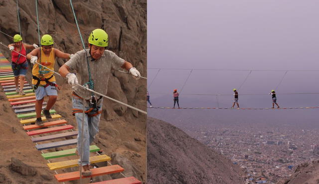 Este puente colgante dentro de la capital ha emocionado a miles de limeños. Foto/Video: Lomas El Mirador