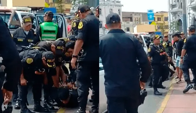 Marchas en Lima: ciudadano fue detenido en zona intangible. Foto: composición LR/Twitter/Jacqueline Fowks