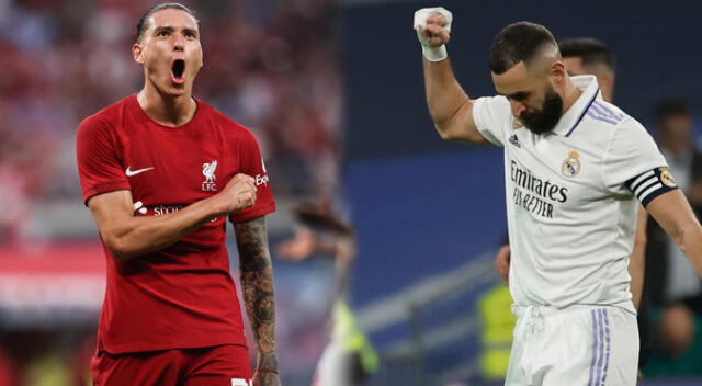 Darwin Núñez y Karim Benzema son las cartas de gol de Liverpool y Real Madrid, respectivamente. Foto: composición LR/EFE