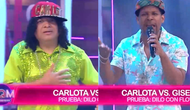 'Carlota' y 'Giselo' protagonizaron divertido momento de rap. Foto: composición LR/ captura de América TV