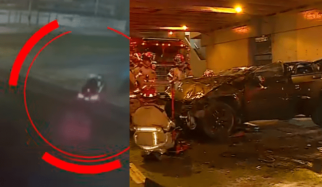 Así cayó el vehículo desde el puente Aramburú. Foto y video: Latina TV