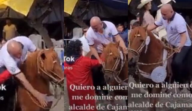 El burgomaestre de Cajamarca, Joaquín Ramírez, pasó un incómodo momento en los carnavales de Cajamarca. Foto: composición LR/TikTok