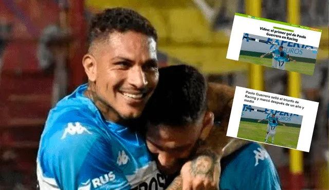 Paolo Guerrero marcó su primer gol con Racing Club en los minutos finales de la Copa Argentina. Foto: TyC Sports