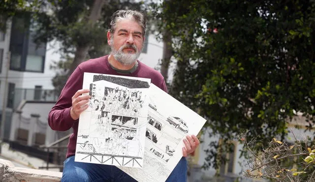 Mario Molina y las viñetas de su novela gráfica En la cara no. Foto: archivo La República