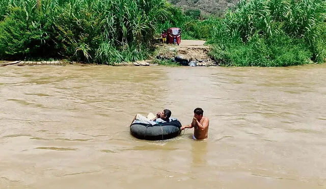 A flote. Las lluvias intensas han dejado aislados 8 caseríos en el distrito de Oyotún, Chiclayo. Foto: difusión