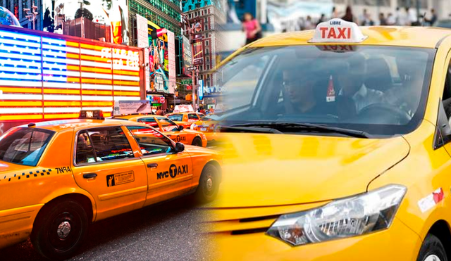 Los taxis son amarillos en diferentes ciudades del mundo, como Lima o Nueva York. Foto: composición LR/Andina/AFP