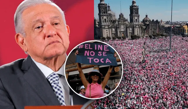 "No les importa la democracia, sino lo que quieren es que continúe el predominio de una oligarquía”, asegura AMLO frente a las protestas. Foto: composición LR/El País/BBC