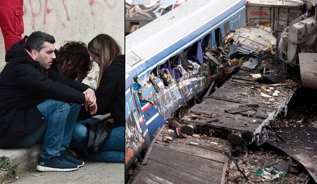 La colisión de 2 trenes, uno de carga y otro con 350 pasajeros, provocó un descarrilamiento cerca de la ciudad griega de Larissa. Foto: composición LR/AFP/Twitter @Lajornadaonline