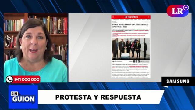 Rosa María Palacios, en "Sin guion", se refirió a la postura del Gobierno de Dina Boluarte ante los lamentables fallecimientos durante las protestas. Foto: captura LR+ - Video: LR+