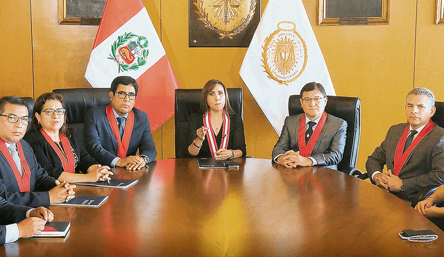 Firmeza. La fiscal de la Nación, Patricia Benavides, reunida con los fiscales coordinadores. Foto: difusión