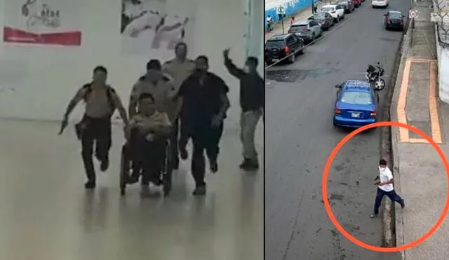 En medio del fuego cruzado, un policía resultó herido y fue sacado en una silla de ruedas para ser auxiliado por los médicos. Foto: Bluradio /captura de Twitter
