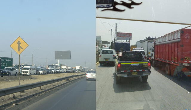 Usuarios han reportado que la congestión se presenta desde Campoy.Foto: Twitter/ kiquediaquino/ Facebook/ Aldair Quispealaya Ordoñez