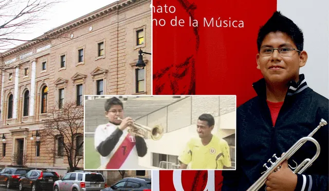Elmer Churampi aprendió a tocar la trompeta a los 4 años. Foto: composición La República/captura YouTube/Latina
