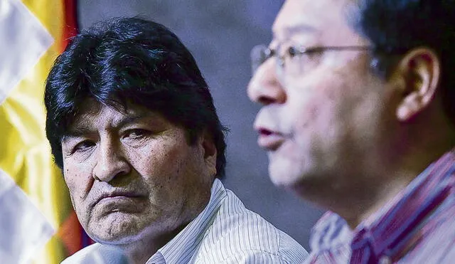 Enfrentados. Evo Morales, líder del MAS, y Luis Arce, actual presidente de Bolivia. Foto: AFP