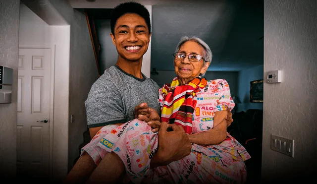 El joven cuida hace 7 años a su abuela de 96 años. Foto: composición LR/@ChrisPunsalan/Twitter