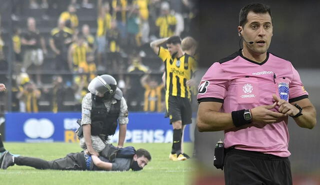 Durante el partido entre Danubio vs. Peñarol, un fotógrafo fue detenido por la policía de Uruguay tras su intento de agredir al árbitro Tejera. Foto: composición LR/El Observador