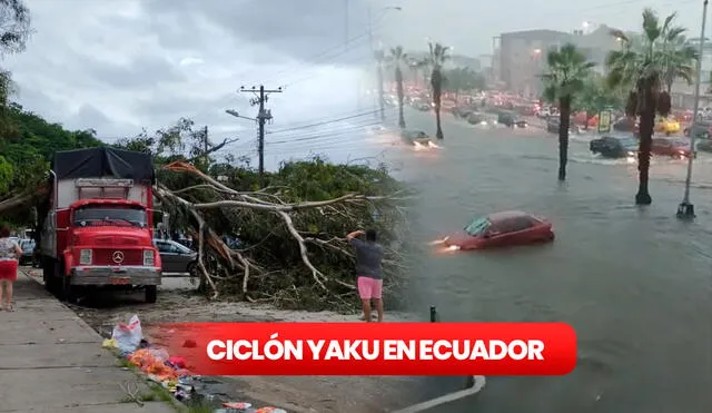Guayaquil y otras zonas ecuatorianas se han visto afectadas por las fuertes lluvias e inundaciones debido al ciclón Yaku. Foto: @Cupsfire_gye/ Twitter