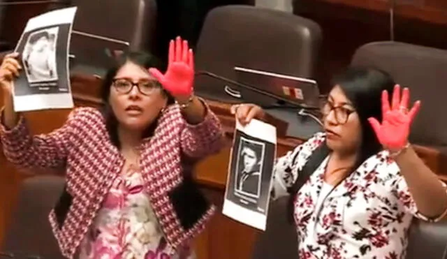 Las congresistas de Perú Libre rechazaron que el ministro del Interior, Vicente Romero, intente negar represión policial. Foto: captura Congreso