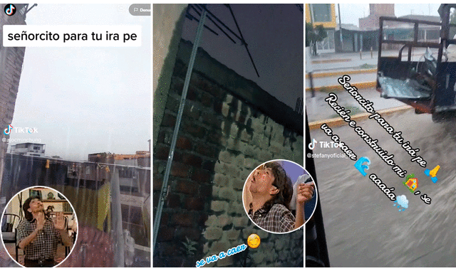 La frase de ‘Tripita’ que se convirtió en viral ante lluvias. Foto: composición LR/TikTok/@Peruanolat/@Stefanyoficial_16/@Jhonymari27/@Ajocminchung