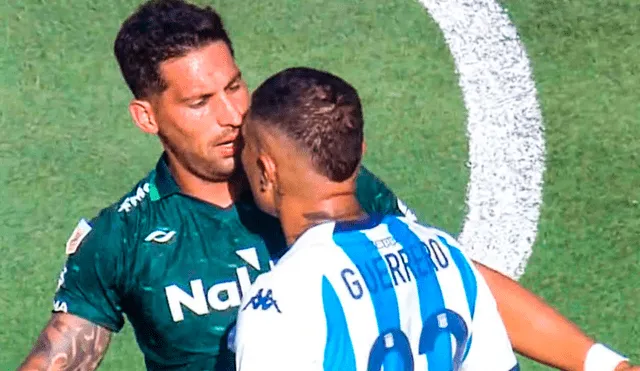 Guerrero encará a rival tras dura falta en el Racing vs. Sarmiento. Foto: captura ESPN