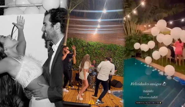 Alessandra Fuller y Franceso Balbi disfrutaron de su fiesta de compromiso en compañía de amigos. Foto: composición LR/Instagram