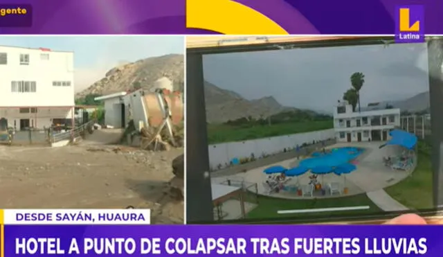 Huaico destruye piscina de hotel. Foto: captura de Latina