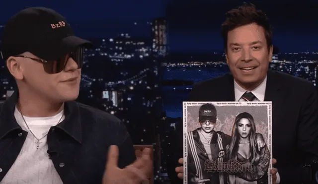 Bizarrap no pudo ocultar su emoción tras la entrevista con Jimmy Fallon. Foto: composición LR / The Tonight Show Starring Jimmy Fallon / Youtube