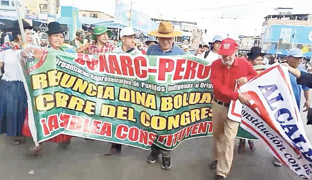Lima. Manifestantes llegados de Puno persisten en exigir la dimisión de la presidenta Boluarte. Foto: difusión