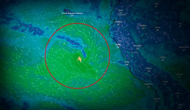 Senamhi espera que el anticiclón del pacífico sur choque con el ciclón Yaku y este sea desplazado hacia el occidente. Foto: composición LR