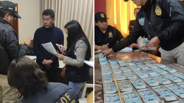 Ayacucho. Cantidad de dinero encontrado en vivienda de uno de los policías detenidos. Foto: composición LR/Ministerio Público