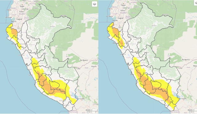 Estas son las regiones donde se registraran las precipitaciones. Foto: Senamhi