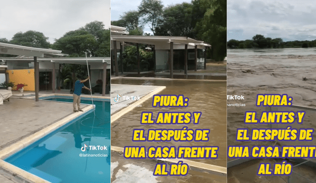 Vivienda quedó inundada por aguas del río Piura. Foto y video: @latinanoticias