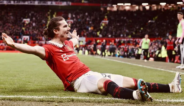 Manchester United clasificó a la semifinales con gol de Sabitzer. Foto: Twitter Manchester United