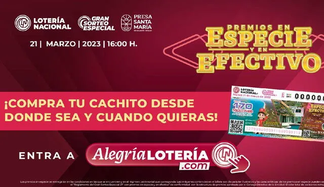El Gran Sorteo Especial tiene un premio de 170 millones de pesos. Foto: Lotería Nacional