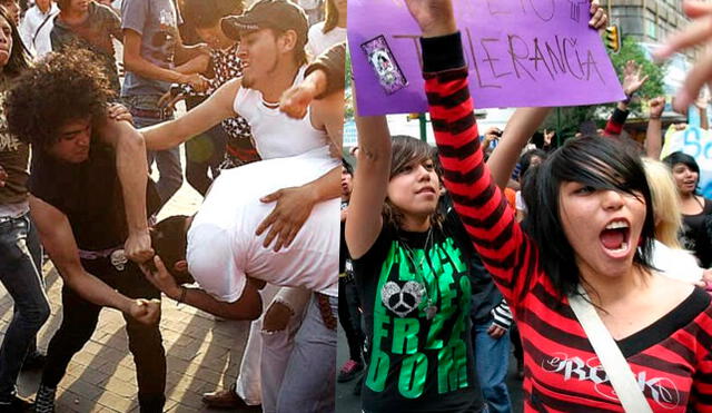 La confrontación entre los emos y punks movilizó a más de 100 policías. Foto: composición LR/difusión