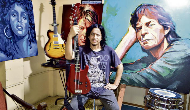 Combinación. “Hit Rock” sintetiza la experiencia rockera y su faceta como pintor de Meléndez. Foto: difusión