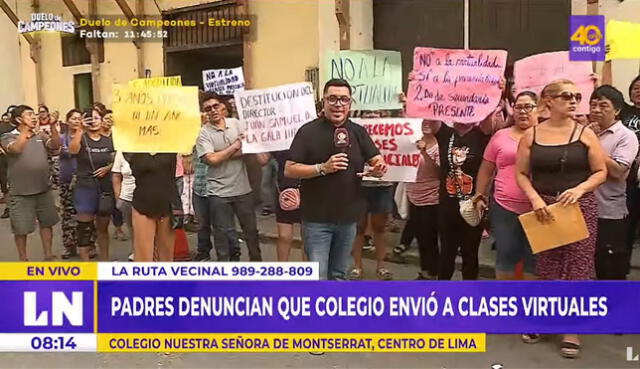 Padres de familia rechazan clases semipresenciales en colegio parroquial. Foto: "Latina noticias"