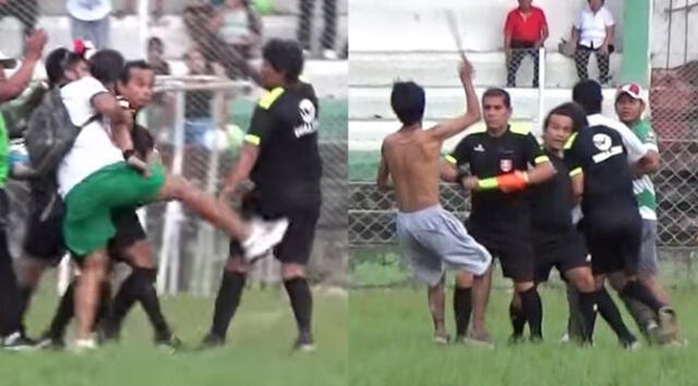 Enfurecidos hinchas del Germoplasma agredieron al árbitro tras la derrota de su equipo en la Copa Perú. Foto: Manuel Barreto Carrión/Facebook | Video: Canal N