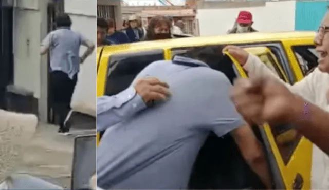 No lo dejaron abordar el taxi. Tuvo que salir huyendo del lugar. Foto: Captura de video/Radio Yaraví.