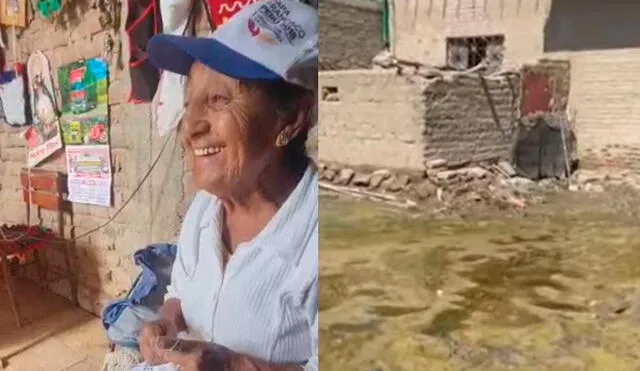 La adulta mayor recicla y lava ropa para obtener dinero y poder alimentarse. Foto: composición de Fabrizio Oviedo/ La República/ Latina - Video: Latina