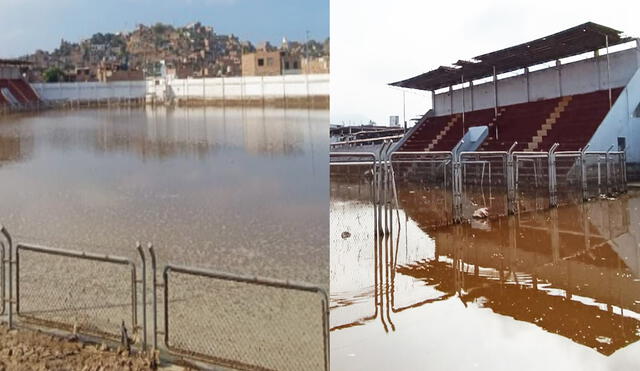 Estadio terminó con agua estancada tras intensas lluvias en Trujillo. Foto: Sergio Verde/ URPI-LR