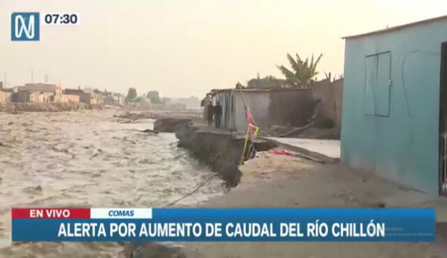 Vecinos buscan hacer defensas ribereñas en el río Chillón. Fuente: América TV