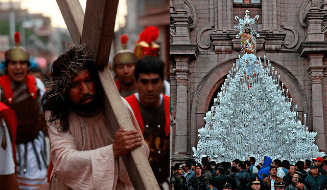 Semana Santa en Arequipa (izquierda) y Ayacucho (derecha). Foto: composición LR