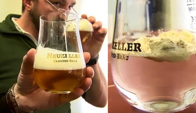 Esta cerveza en polvo, puede ser diluida en agua carbonatada para un mejor resultado. Foto: composición LR @Local12/Twitter