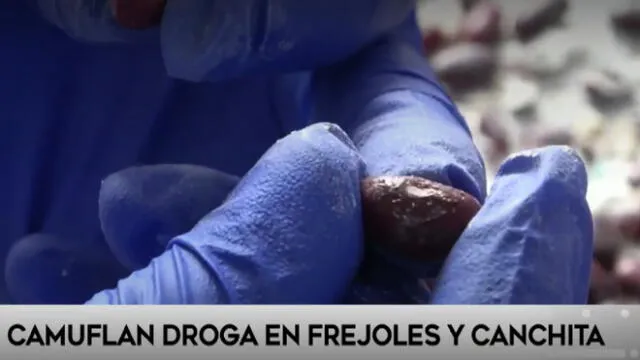 Narcotraficantes camuflan droga en granos de frejoles y canchita para ser enviadas al extranjero. Foto: América