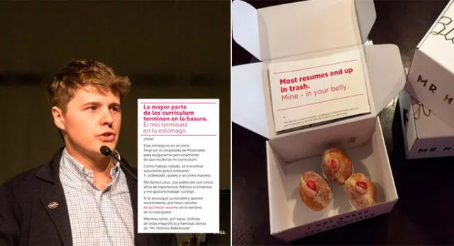 Joven introduce su currículum en una caja de donas para conseguir empleo- Foto: redes sociales