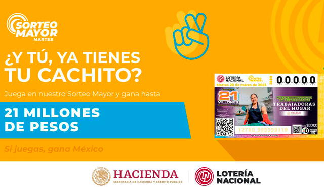 El Sorteo Mayor de México HOY, 28 de marzo, trae un premio de 21 millones de pesos. Foto: Lotería Nacional