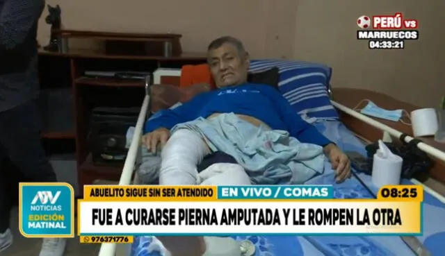Adulto mayor es maltratado por el mismo policlínico que le fracturó pierna. Foto: captura de ATV Noticias - Video: ATV Noticias