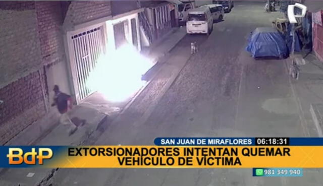 Extorsionadores intentan quemar vehículos de vecino por no pagar cupos. Foto: captura de Panamericana TV - Video: Panamericana TV